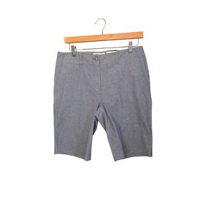 Talbots Womens Bermuda Shorts 6 Blue 10.5 Inseam Cotton Chambray Preppy Coastal